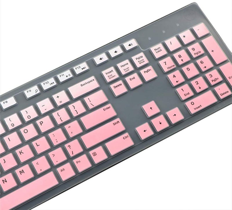 UHamn Silicone Keyboard Skin Cover Compatible with Dell Desktop KM636 KB216 Keyboard, Dell Optiplex 5250 3050 3240 5460 7450 7050, Dell Inspiron AIO 3475 3670 3477 All-in one Desktop Keyboard (Pink Ombre) - Image 3
